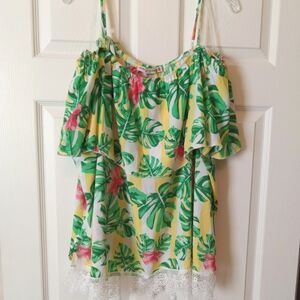 Chance or Fate banana leaf tropical blouse. 3X